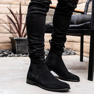 Bottines homme classiques vintage en cuir effet daim