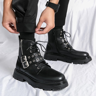 Bottes homme cuir à plateforme style gothique