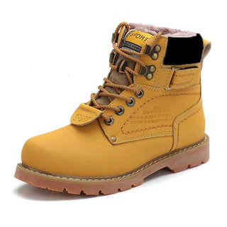 Bottes de neige à la cheville pour homme en cuir jaune