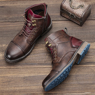 Bottines homme à lacets et fermeture éclair style vintage
