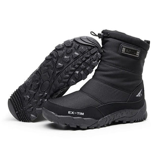 Bottes noires de neige imperméables et antidérapantes pour homme avec fourrure