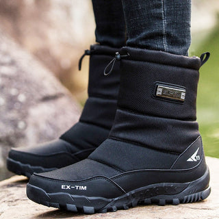 Bottes noires de neige imperméables et antidérapantes pour homme avec fourrure