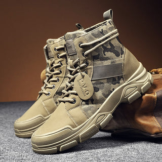 Bottes militaires de camouflage antidérapantes kaki pour homme