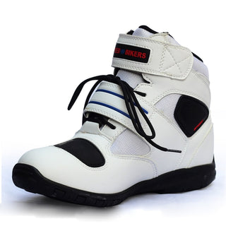 Stivali Moto da Donna in Pelle e Microfibra