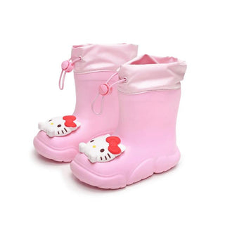 Bottes de pluie roses Hello kitty pour petite fille, sur fond blanc