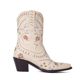 Bottes de cowboy pour femme à coutures rouges pour motif et talon carré marron foncé