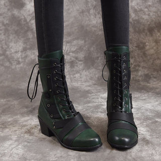 Bottines vintage à lacet et petit talon
