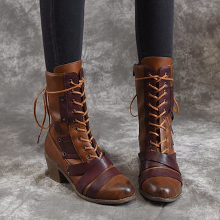 Bottines vintage à lacet et petit talon
