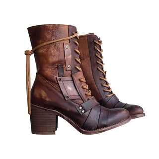 Bottines vintage à lacet et petit talon