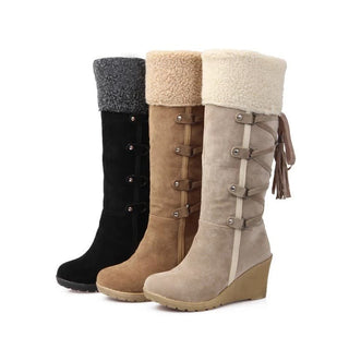 Botas de invierno compensadas forradas en algodón cálido