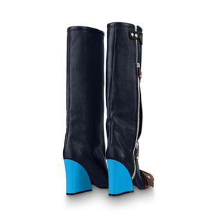 Women's leather wedge heel boots with square toe