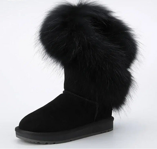 Halflange winterlaarzen van echt leer en bont