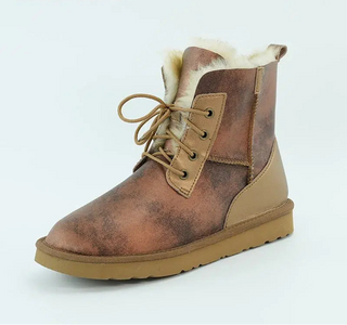 Botine de zăpadă din piele adevărată cu blană impermeabilă