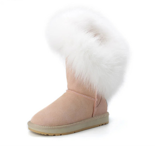 Halflange winterlaarzen van echt leer en bont