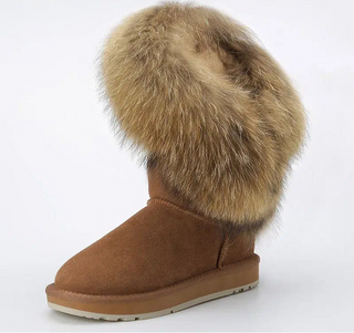 Halflange winterlaarzen van echt leer en bont