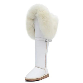 Bottes haute d'hiver en cuir véritable avec fourrure