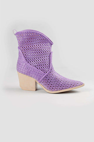 Bottes violettes d'été basses en mailles à talons bas