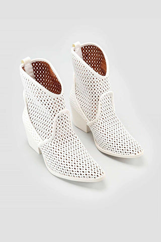 Bottes blanches d'été basses en mailles à talons bas