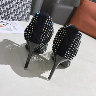 Bottines pointues en maille scintillantes