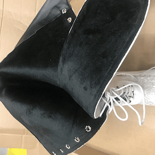 Bottes hautes vintage en cuir et dentelle