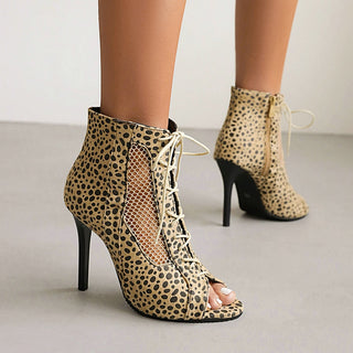 Sandali da donna con tacco alto e motivo leopardato estivo estivo