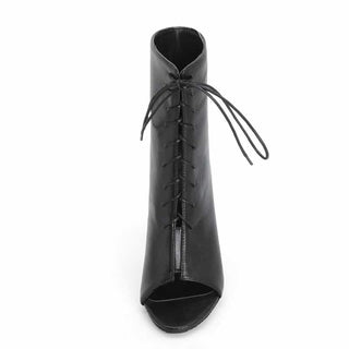 Sandales bottes d'été noire à talons hauts et lacets pour femme